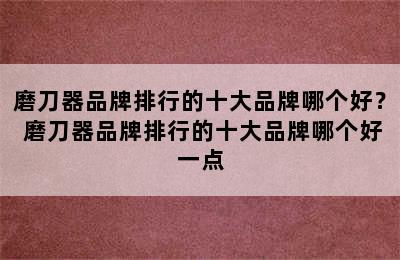 磨刀器品牌排行的十大品牌哪个好？ 磨刀器品牌排行的十大品牌哪个好一点